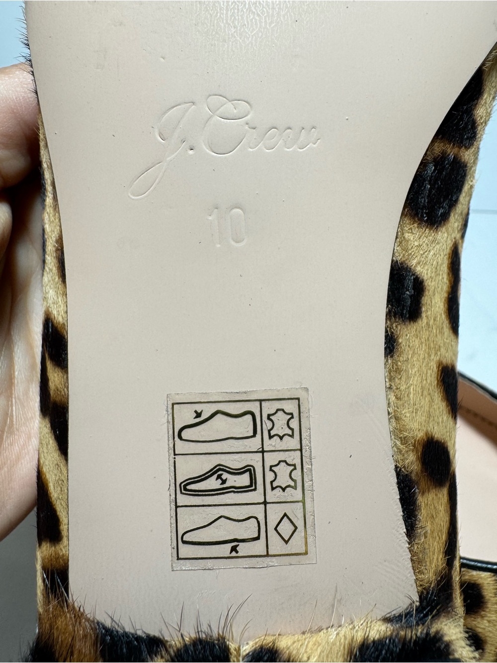 J. Crew Leopard Print Flats Pointed Toe Calf Hair Black/Tan Size 10 - Picture 14 of 14